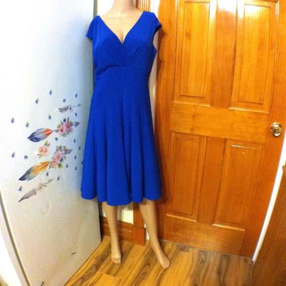 Lauren Ralph Lauren Royal Blue Surplice Dress - Picture 1 of 8